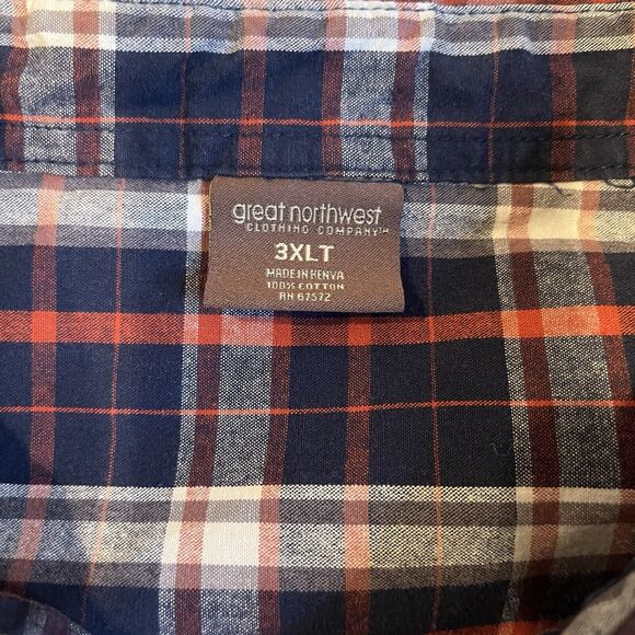 Great Northwest Flannel Shirt Heavy Cotton Plaid Long Sleeve Mens 3XLT Tall - Picture 9 of 10